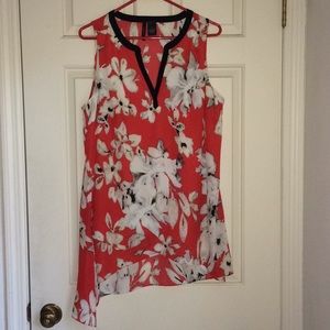 New Directions Orange, Black, White Sleeveless Top